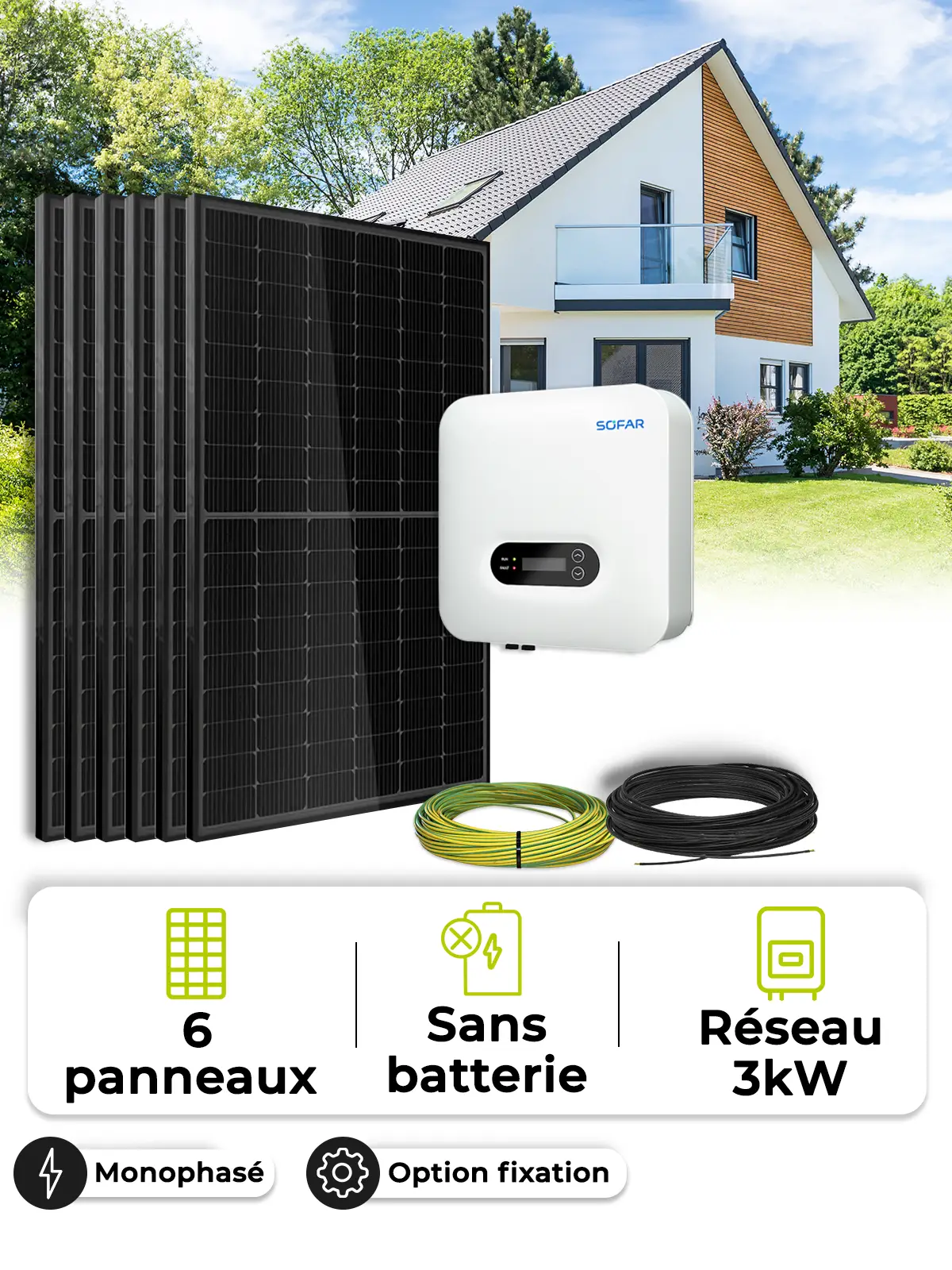 3 kWp Self-Consumption/Feed-in Solar Kit – Mono 3.0 kVA – without storage
