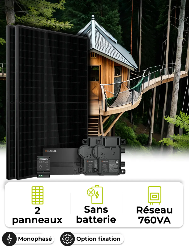 Kit Solaire Autoconsommation / Réinjection 0,9 kWc – Mono 760 VA – sans stockage