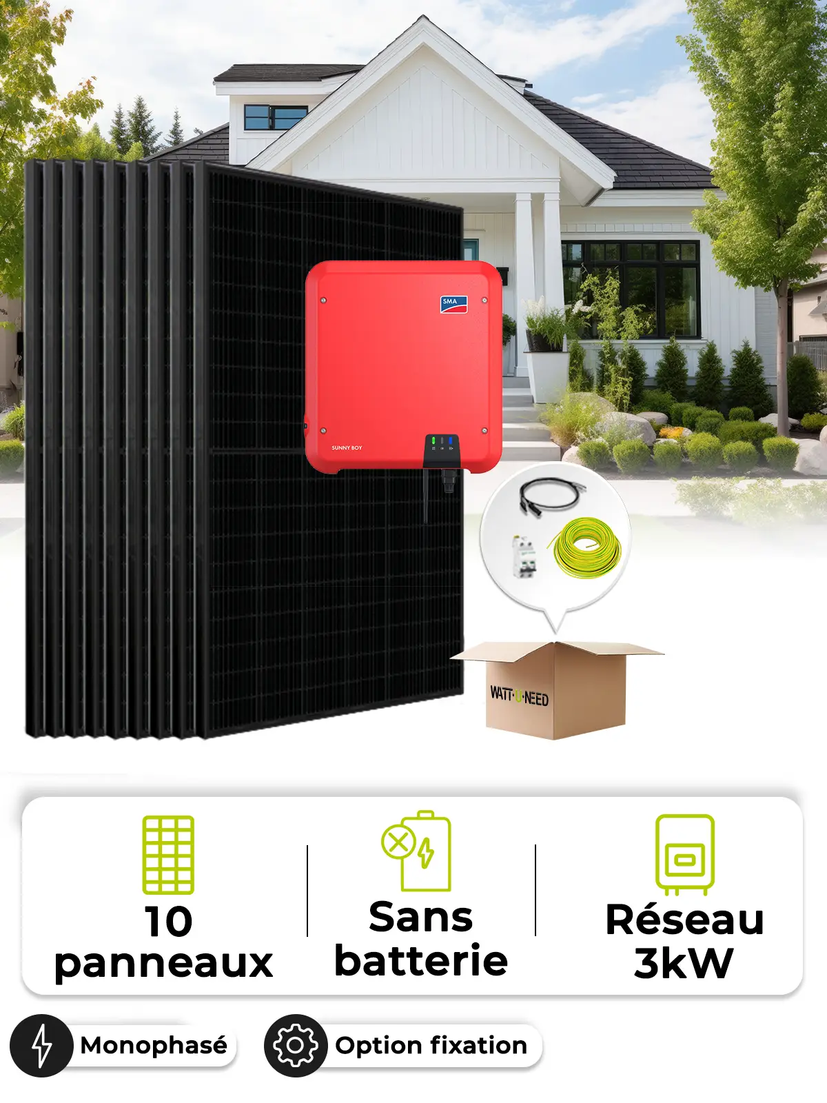 4.5 kWp Self-Consumption/Feed-in Solar Kit – Mono 3.0 kVA – without storage