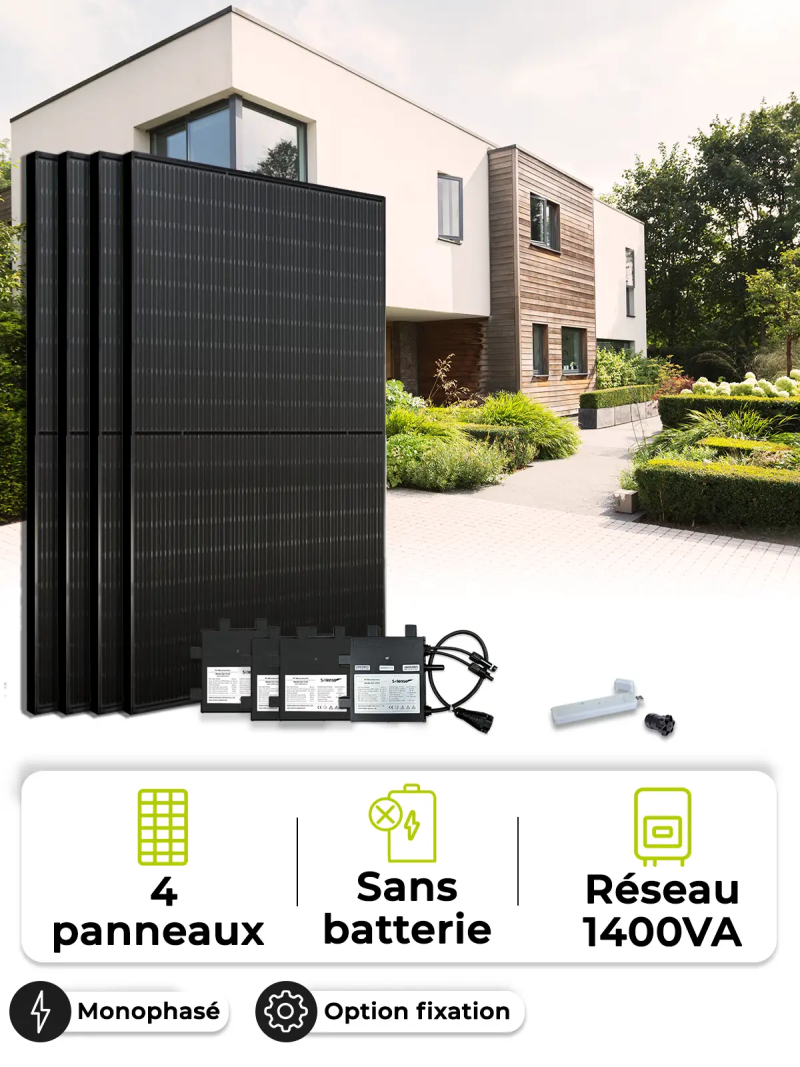 Kit solar para autoconsumo/reinyección 1,8 kWp – Mono 1,4 kVA – sin almacenamiento