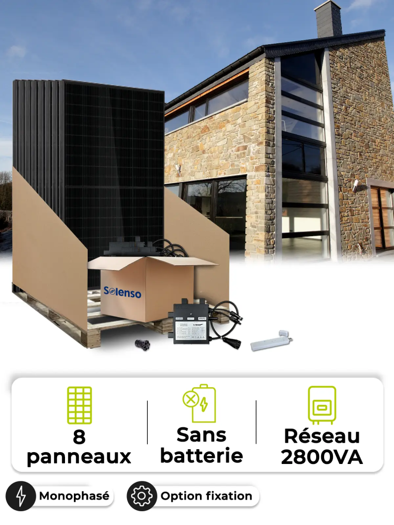 Kit solar para autoconsumo/reinyección 3,6 kWp – Mono 2,8 kVA – sin almacenamiento