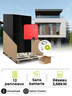 Kit 12 panneaux autoconsommation / réinjection 3000W SMA sans stockage