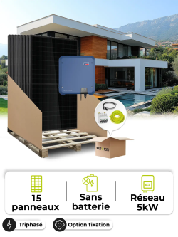 Kit 15 paneles autoconsumo/reinyección tri 5000W sin almacenaje