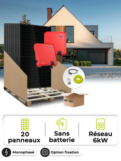 Kit Solaire Autoconsommation / Réinjection 9,0 kWc – Mono 6,0 kW – sans stockage