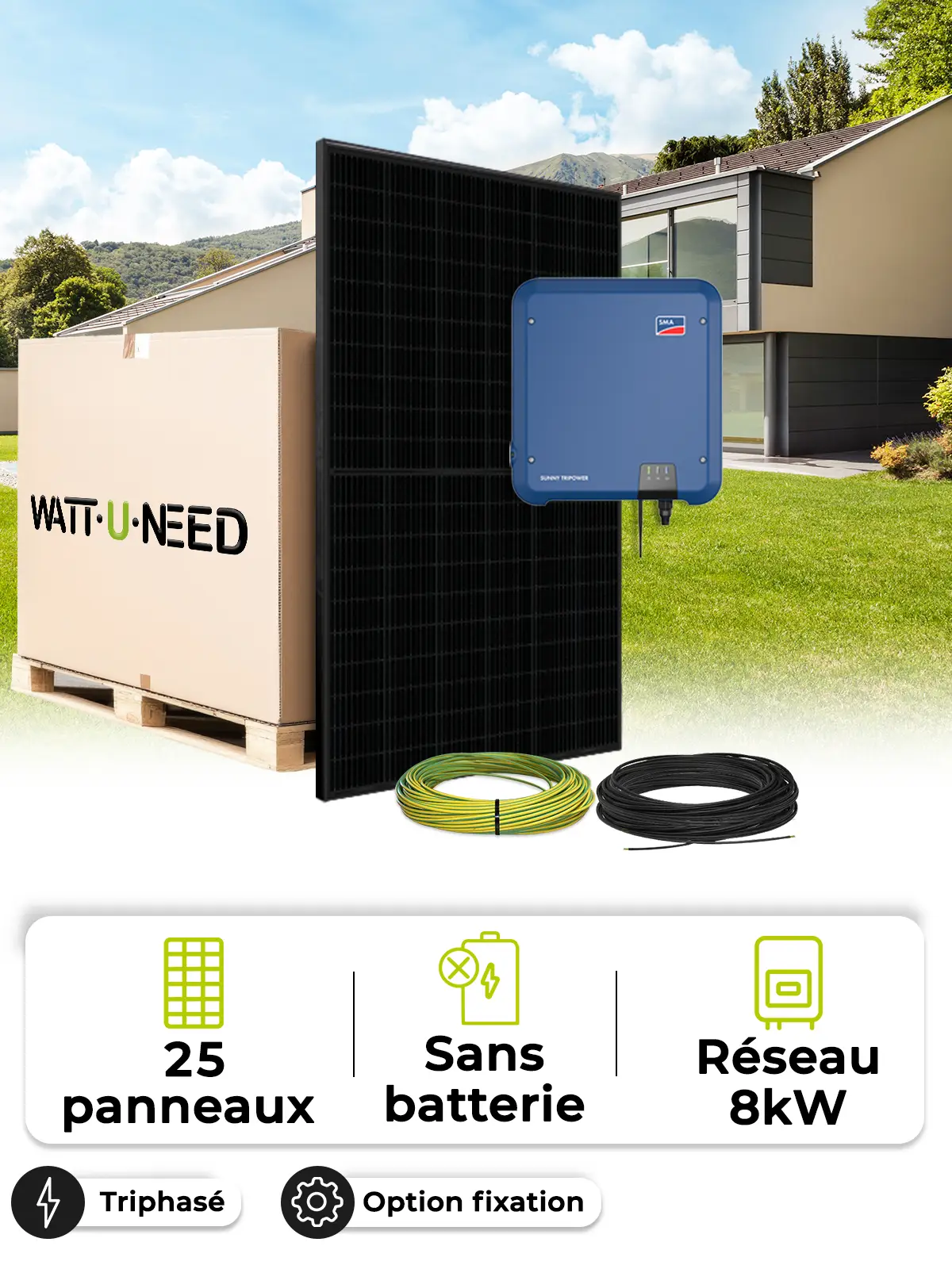 Kit Solaire Autoconsommation / Réinjection 11,25 kWc – Tri 8,0 kW – sans stockage