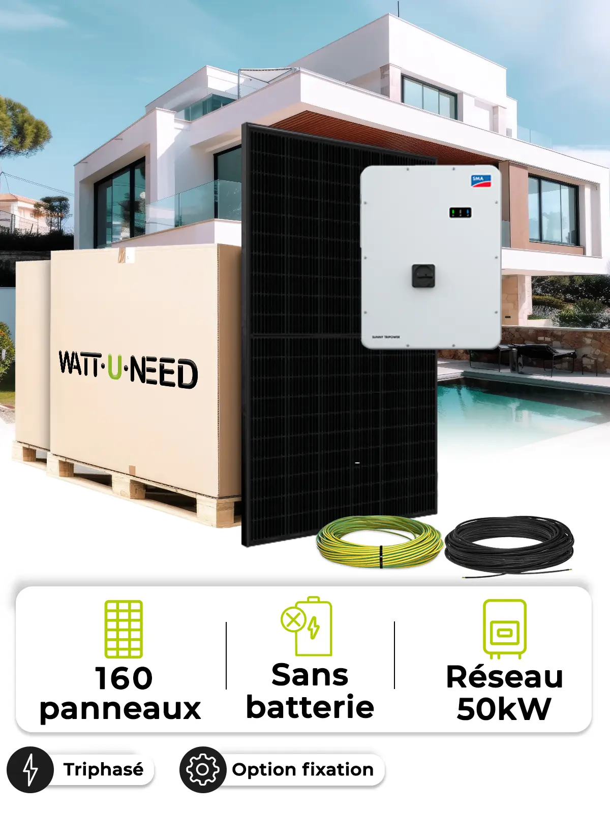 Solar-Kit für Eigenverbrauch/Rückspeisung 72,0 kWp – Tri 50,0 kVA – ohne Speicher