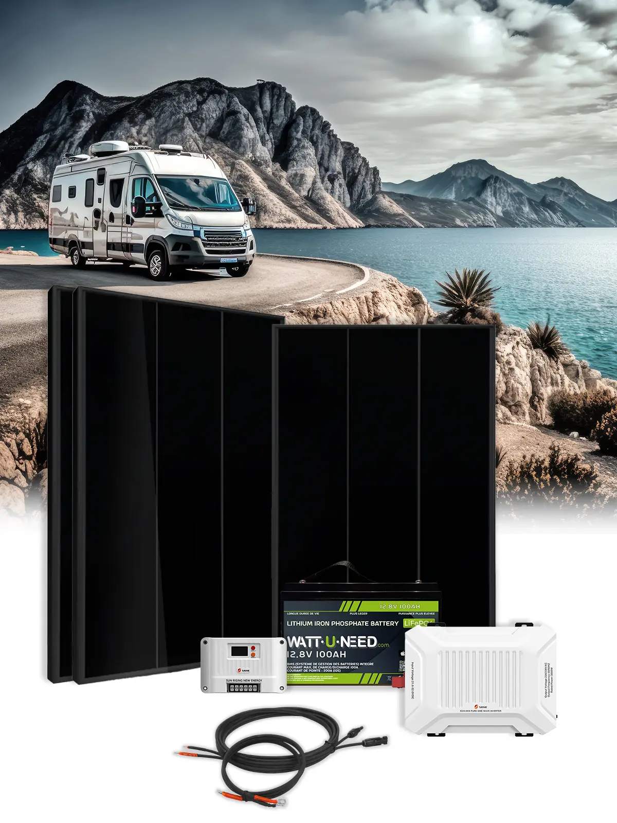 Zonnepaneel Kit Autonoom 0,6 kWp – 1 kW – Batterij 1,28 kWh