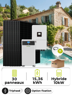 Kit Solaire Autoconsommation 13,5 kWc – Tri 10 kW – Batterie 15,36 kWh