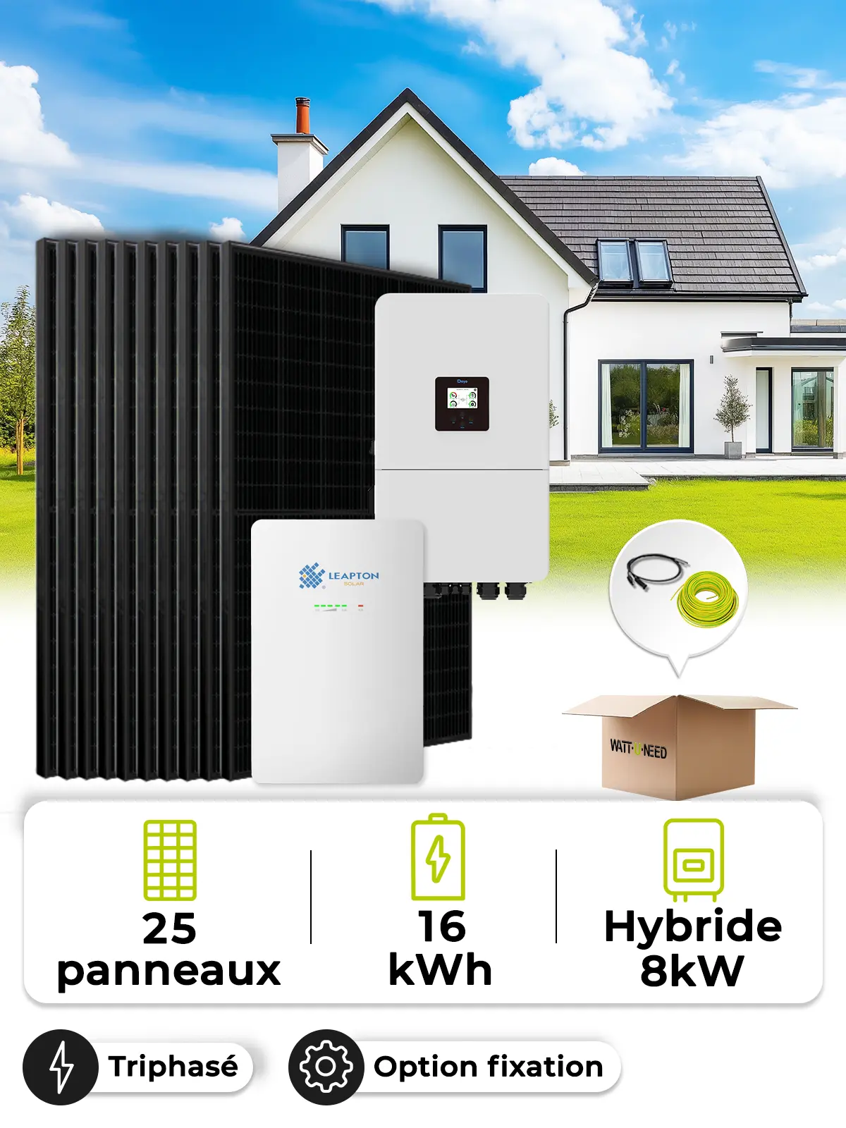 Solar-Set für Eigenverbrauch 11,3 kWp – Dreiphasig 8 kW – Batterie 16 kWh