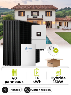 Kit solaire 18kWc triphasé 15kW avec batterie 15,36kWh