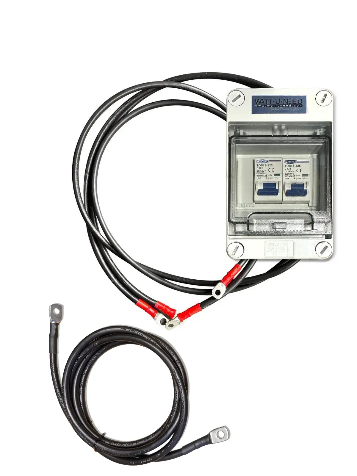 Accubak met automatische zekering 2X 125A DC 250V + kabels