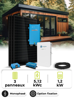 Kit solar autónomo de 1,35 kWp monocristalino, 1,2 kW, batería de 5,12 kWh Victron