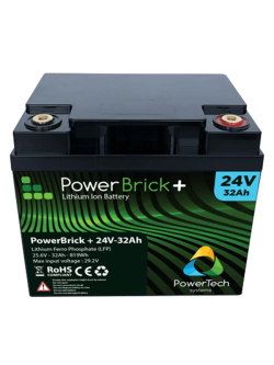 LiFePO4 lithium battery 0.82 kWh - PowerBrick+ PB+24/32 25.6 V 32 Ah – IP65
