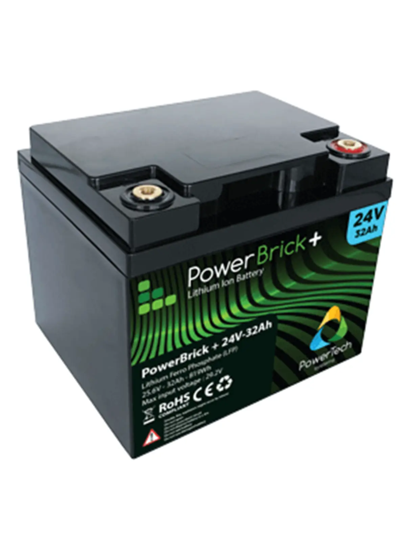 LiFePO4 lithium battery 0.82 kWh - PowerBrick+ PB+24/32 25.6 V 32 Ah – IP65