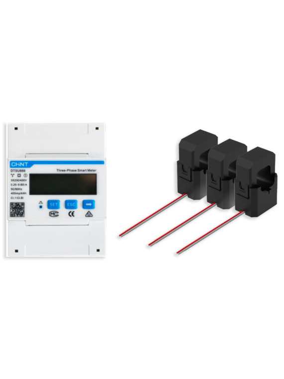 CHINT Tri smart meter + CTs for Solenso three-phase router
