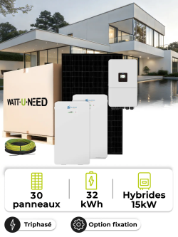 Driefasige zonne-energieset met hybride omvormer 15 kW + 32 kWh | Wattuneed
