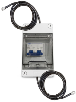 Caja de batería con fusible automático de 2 polos, 125 A, 600 V CC + cables