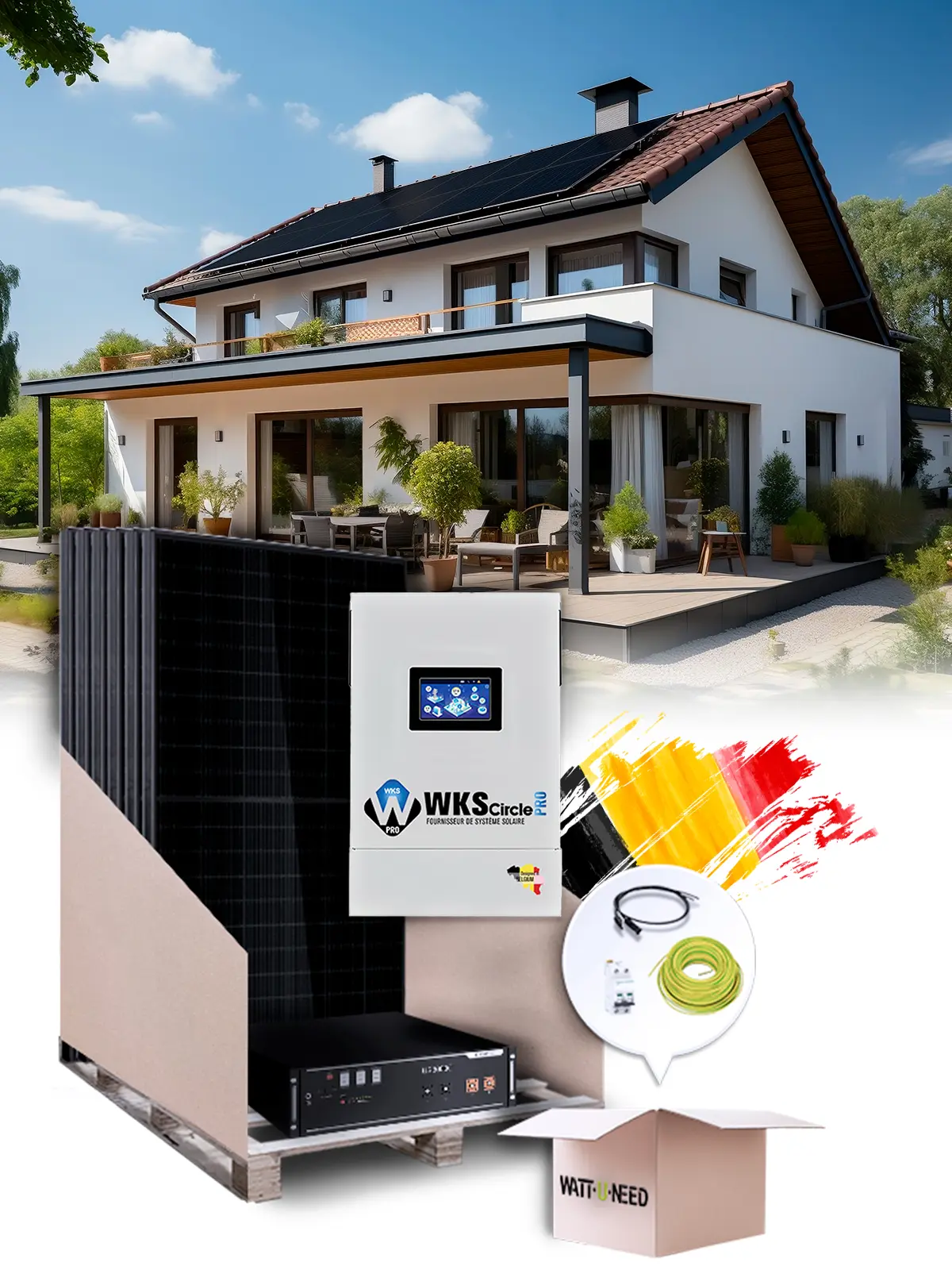 Solar-Kit Eigenverbrauch 4,5 kWp – Mono 6,5 kW – Batterie 4,80 kWh – Installiert BE