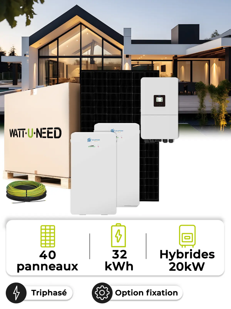Kit solar para autoconsumo de 18,0 kWp – 20 kW – Batería de 32 kWh