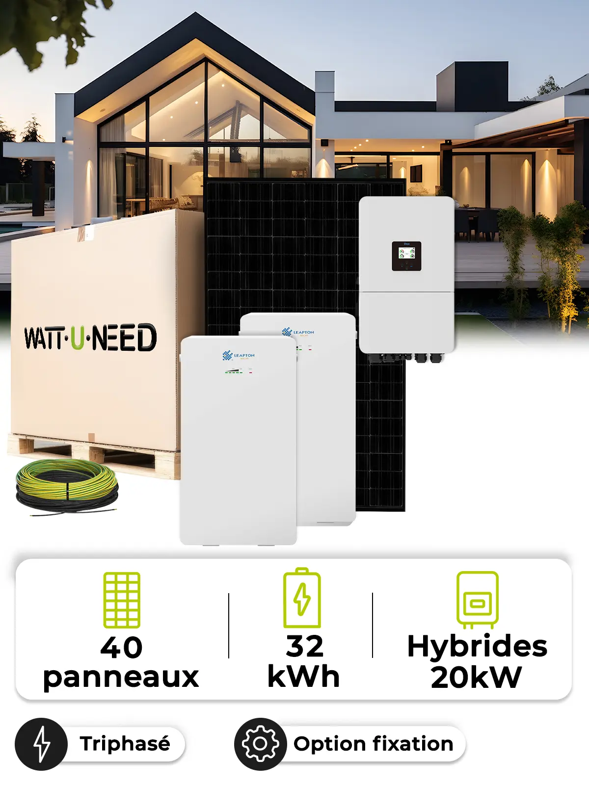 18.0 kWp Self-Consumption Solar Kit – 20 kW Inverter – 32 kWh Battery