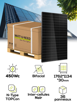 36X Leapton N-Type 450Wp TOPCon bifacial vane – Optimised Solar Panel Efficiency