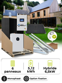 Kit Solaire 2,7kWc Mono 6,5kW + Batterie 5,12kWh