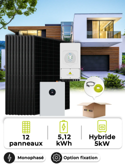 Kit Solaire Autoconsommation 5,4 kWc – Mono 5 kW – Batterie 5,12 kWh