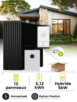 Kit Solaire Autoconsommation 5,4 kWc – Mono 5 kW – Batterie 5,12 kWh
