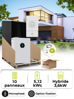 Kit Solaire 4,5kWc Deye 3.6K + Leapton 5,12kWh