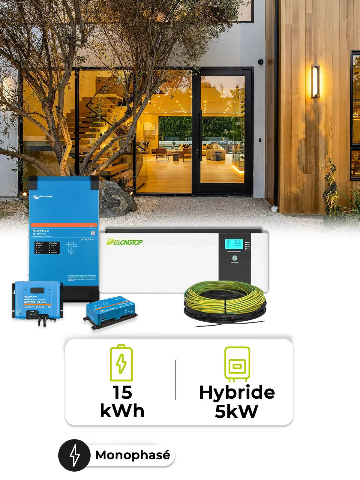 Pack onduleur Victron 5 kVA  – Batterie 15 kWh
