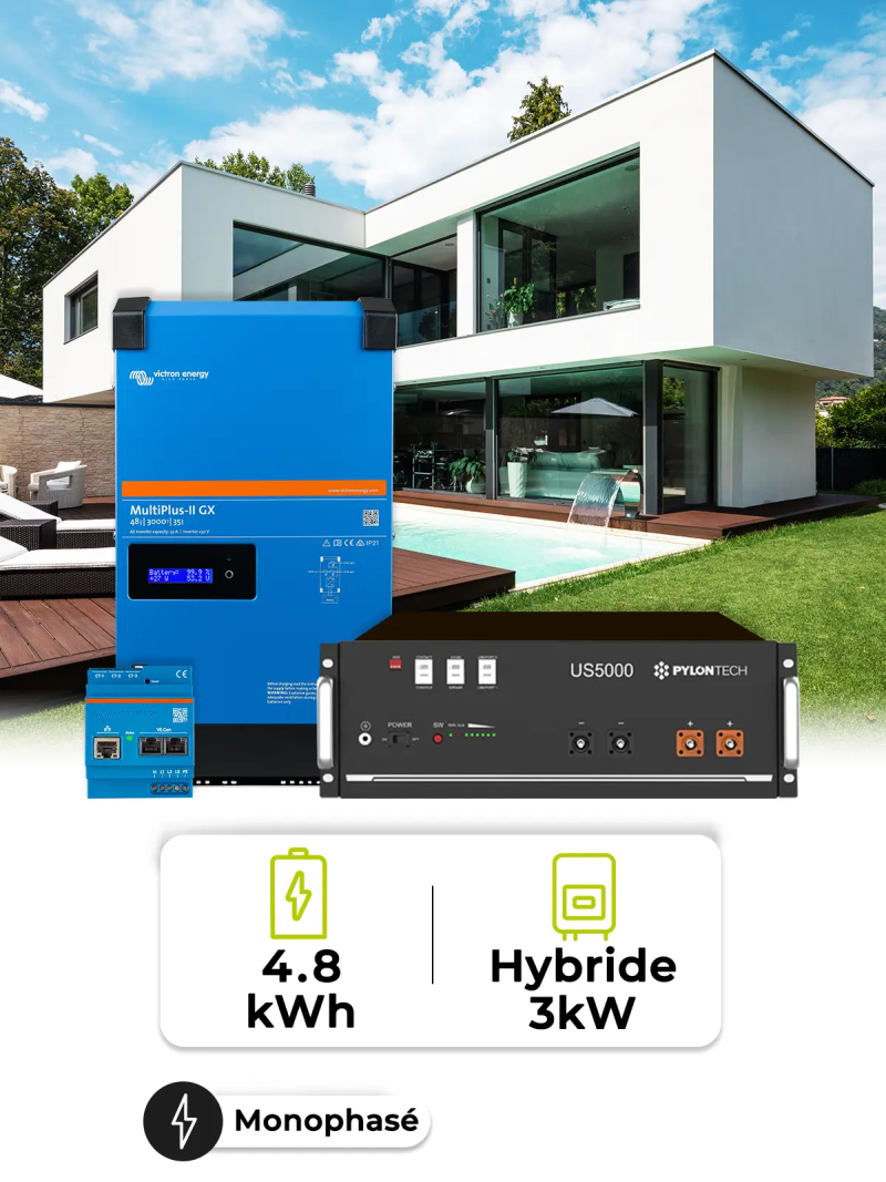 Victron 3 kW inverter pack – 4.8 kWh battery