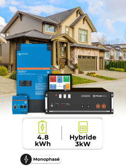 Victron 3 kW inverter pack – 4.8 kWh Pylontech battery
