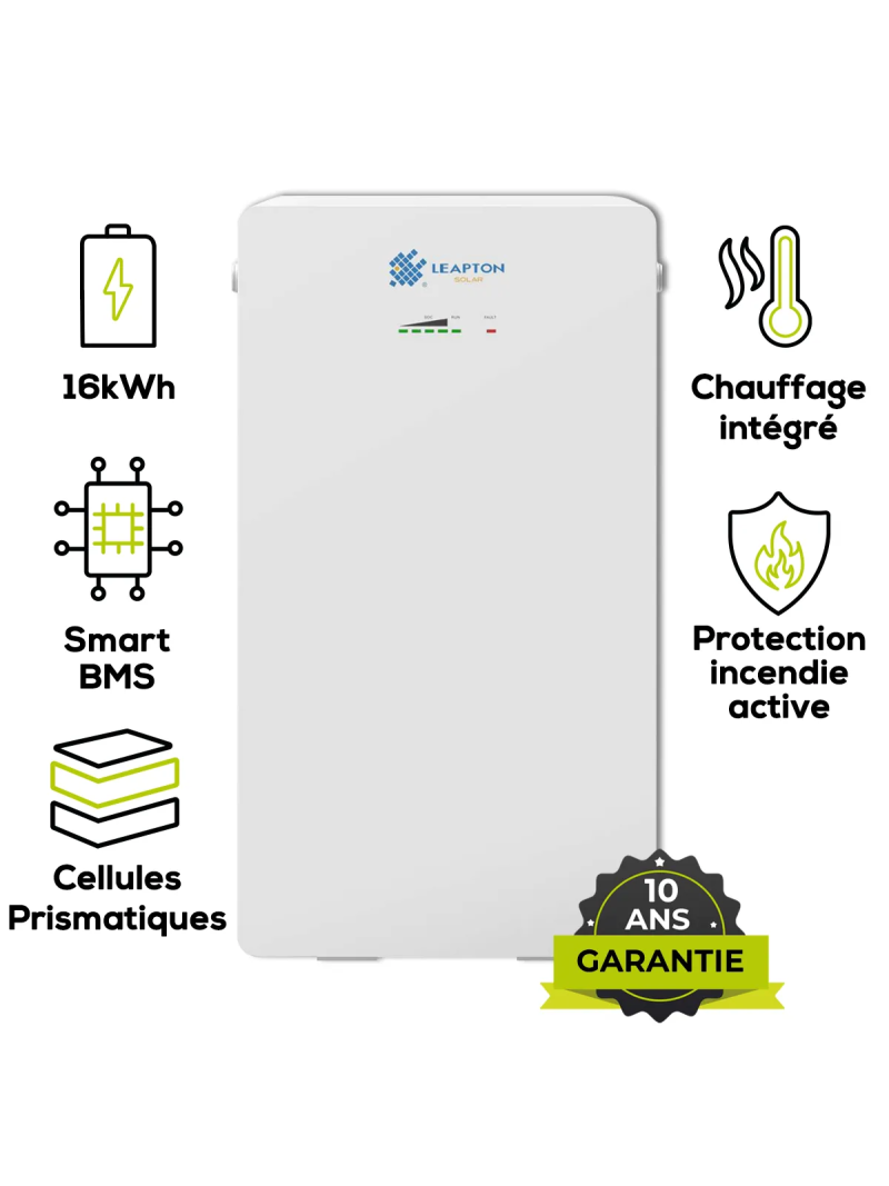 Batterie lithium Leapton EL-A16 16kWh LiFePO4 IP65 chauffée