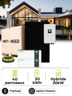 Kit Solaire Autoconsommation 18,2 kWc – Tri 20 kW – Batterie 30 kWh