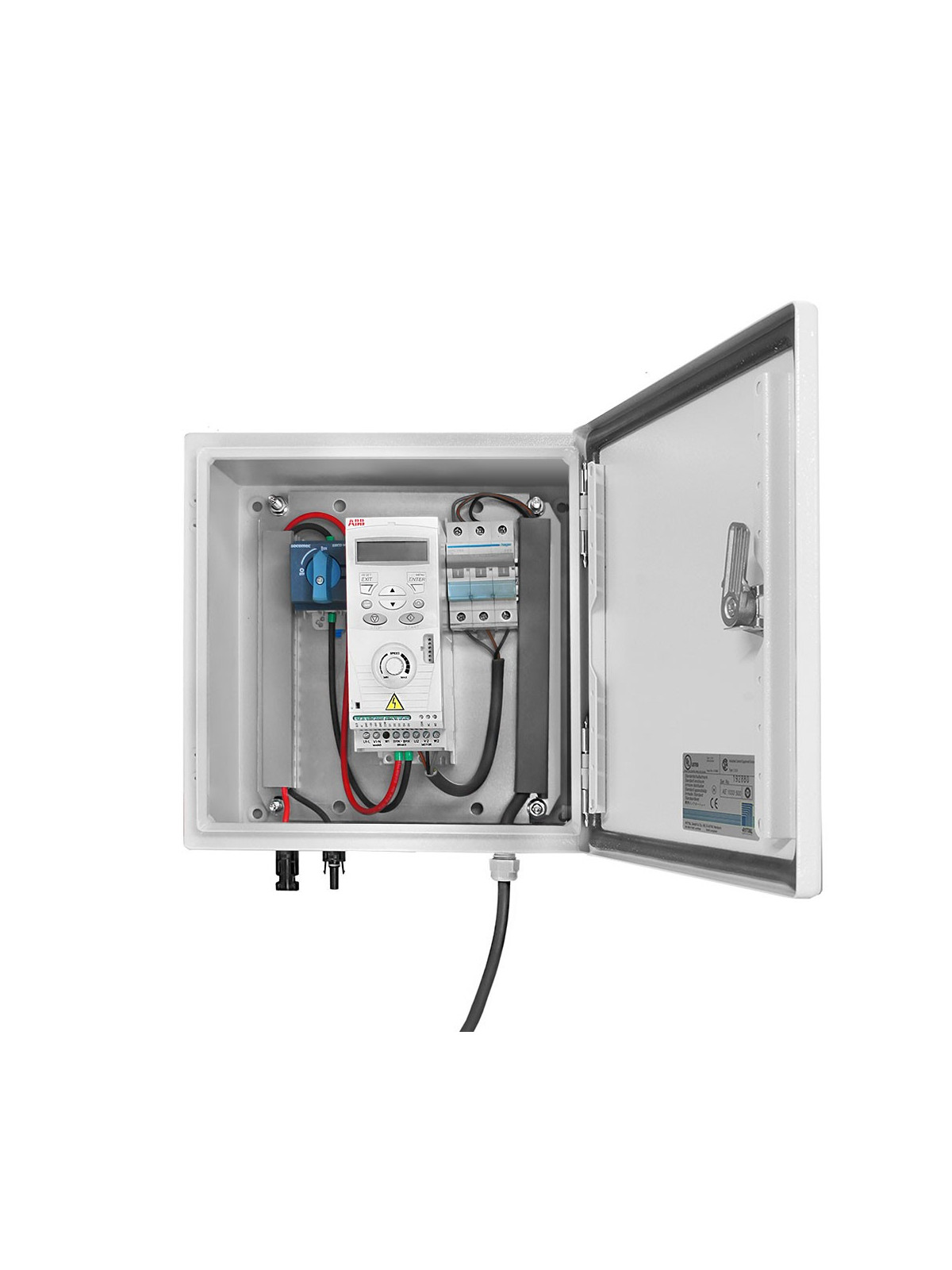 Transformation and security box for solar pumping 3x400V