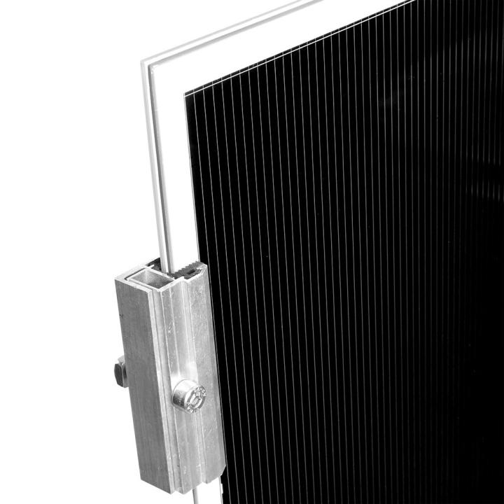 End fastening clamp - for solar panel without frame