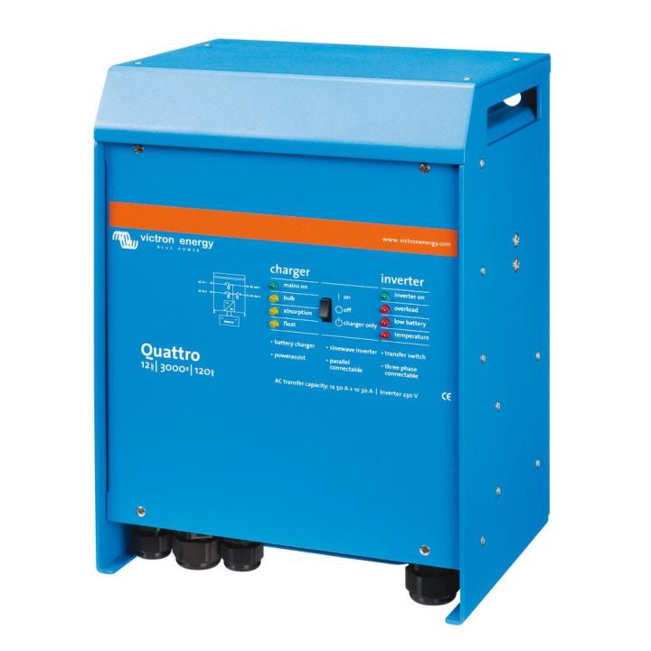Onduleur Victron Quattro 12V : de 3000 to 5000VA, 24V : de 3000 à 8000VA, 48V : de 5000 à 10000VA