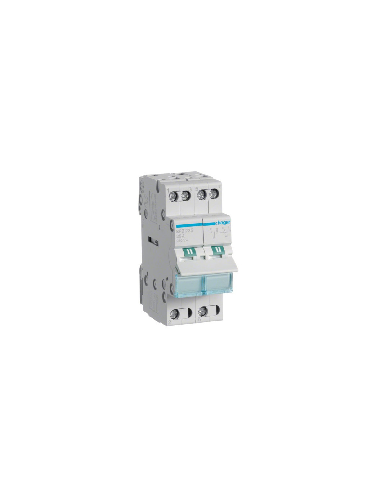 Modular change-over switch 2x 25A