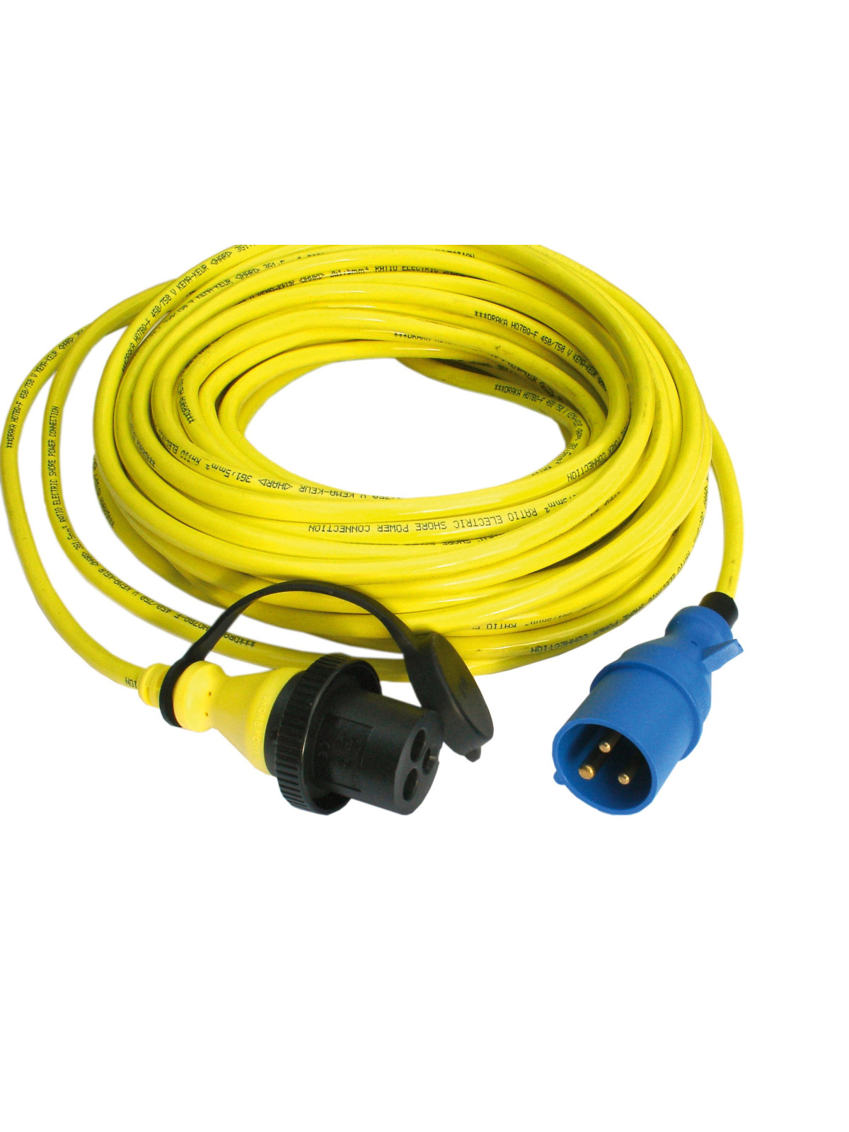 RoadEu - Cable alargador de alimentación 16A - Cable alargador CEE de 25  Metros con Soporte de Cable - Cable de alimentación 16A 380V - Cable 5x2  5mm2 - Enchufe CEE 16A 
