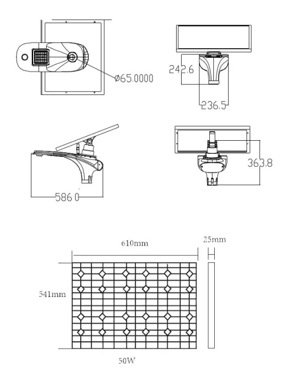 Solar Floor Lamp - Stand-alone LED 15W 18V FB