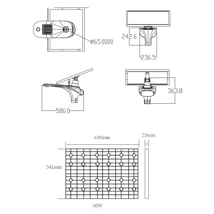 Solar Floor Lamp - Stand-alone LED 15W 18V FB