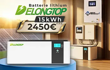 Batterie lithium LiFePO4 15,36 kWh - DeLong Top Energy 51,2 V 300 Ah au prix de 2 450 € TTC.