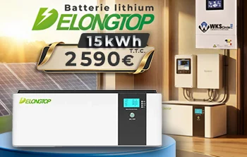 Batterie lithium LiFePO4 15,36 kWh - DeLong Top Energy 51,2 V 300 Ah au prix de 2 590 € TTC.