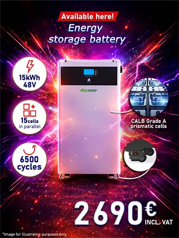 New: DeLong Top Energy LVM15 Lithium Battery – 300 Ah, 51.2 V LiFePO4, 15.36 kWh – Grade A CALB cells, priced at €2,690 incl. VAT