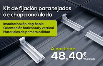 Descubre nuestro nuevo kit de fijación para paneles de chapa. Orientación vertical u horizontal. Instalación rápida y materiales de primera calidad a partir de 48,40 € (IVA incluido) por panel.