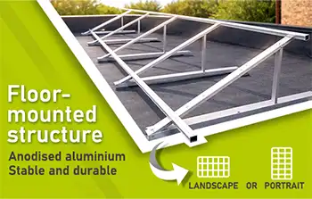 Discover our aluminium ground-mounted mounting kit for solar panels from 160 cm to 178 cm. Portrait or landscape orientation.