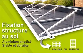 Découvrez notre kit de fixation en aluminium sur structure au sol pour panneaux solaires de 160 cm à 178 cm. Orientation en portrait ou paysage.