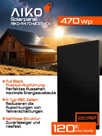 AIKO NEOSTAR 3S+ DUAL GLASS-GEN3 470Wp Solarmodul zum Preis von 120 € statt 130,95 €.