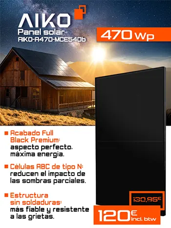 Panel solar AIKO NEOSTAR 3S+ DUAL GLASS-GEN3 470 Wp al precio de 120 € en lugar de 130,95 €.