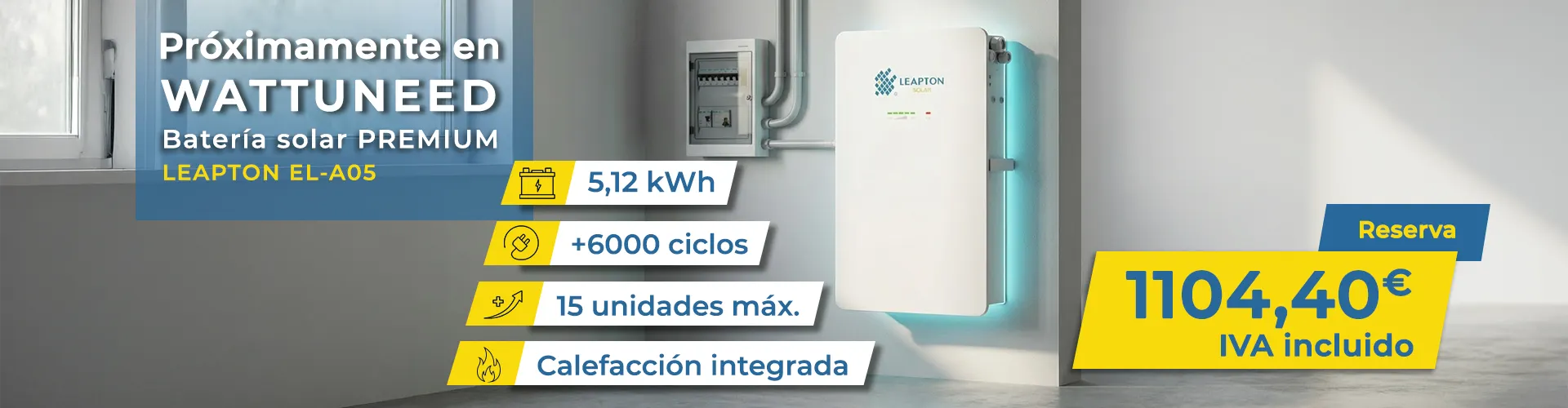 Reserva ahora la nueva batería Premium Leapton EL-A05 5,12 kWh 100 Ah.